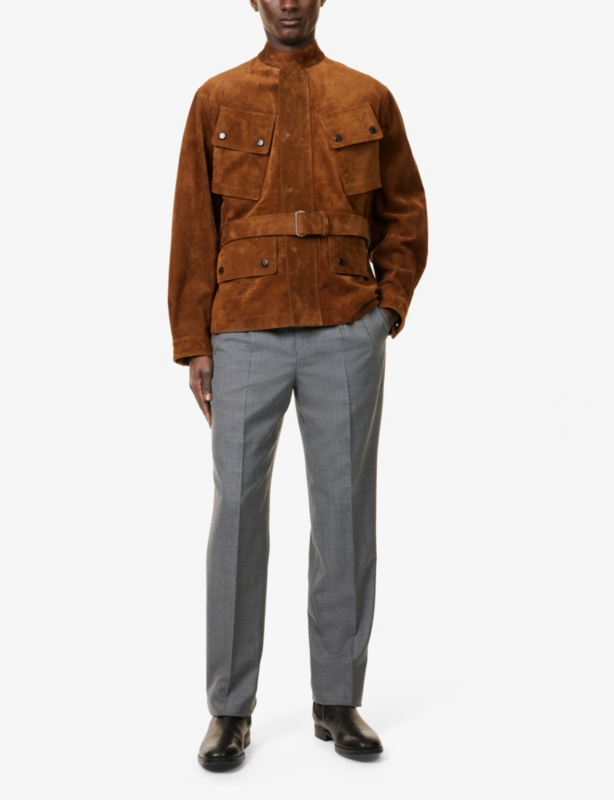 Pleated Straight-Leg Regular-Fit Wool-Blend Trousers