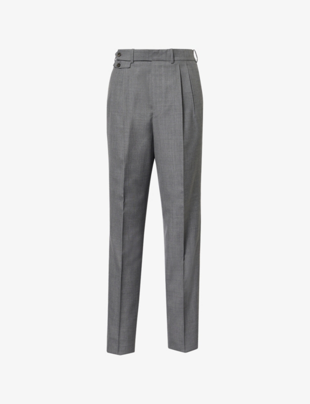Pleated Straight-Leg Regular-Fit Wool-Blend Trousers