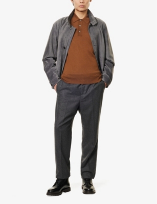 DUNHILL MENS WHISKEY KNITTED CASHMERE POLO SHIRT 