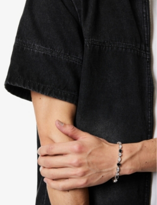 Darkai Mens  Mixed Feelings 18ct White Gold-plated Brass And Stainless-steel Bracelet In White & Black