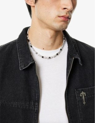 Darkai Mens  Mixed Feelings 18ct White Gold-plated Brass And Stone Necklace In White & Black