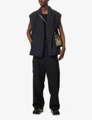 Shop Dries Van Noten Mens Navy Padded Two-slip-pockets Regular-fit Cotton Vest Xl