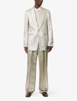 DRIES VAN NOTEN: Single-Breasted Slim-Fit Metallic Woven Blazer