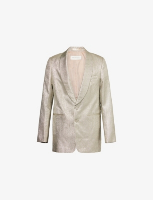 DRIES VAN NOTEN: Single-Breasted Slim-Fit Metallic Woven Blazer