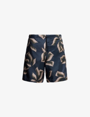 Mens Dries Van Noten Printed Straight-Leg Relaxed-Fit Silk Shorts