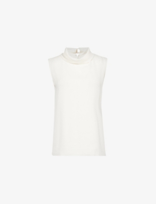 Valentino Sleeveless Silk Top Without In Avorio