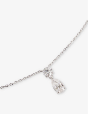 Vrai Womens Signature Duo Drop 14ct White-gold 3.00ct Pear And Brilliant-cut Diamond Necklace Silver In Silver