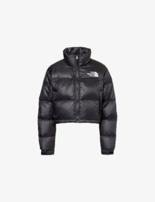 The North Face Womens  Nuptse Cropped Relaxed-fit Hell-down Jacket In Black