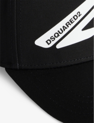 Dsquared2 Mens  Logo-patch Cotton Cap In Black/white