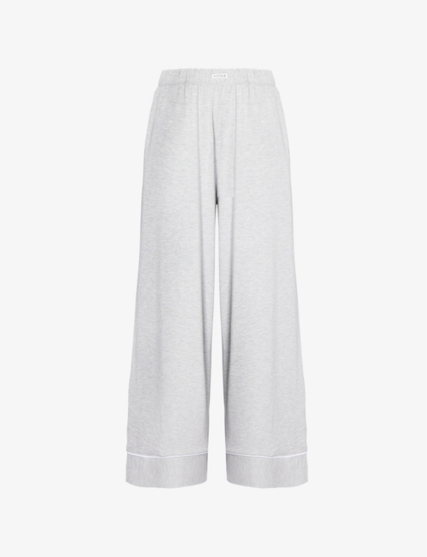 Contrast-Piping Wide-Leg Modal-Jersey Pyjama Trousers