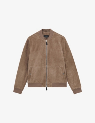 REISS: Zip-Through Suede Bomber Jacket