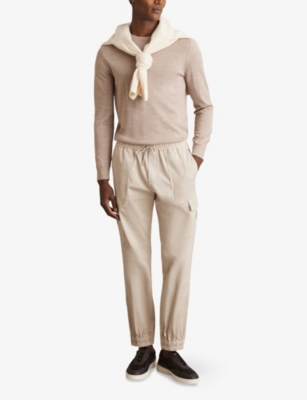 REISS: Relaxed-Fit Tapered-Leg Stretch-Jersey Cargo Trousers