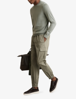 REISS: Relaxed-Fit Tapered-Leg Stretch-Jersey Cargo Trousers
