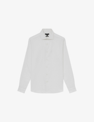 Reiss Mens White Carvalho Long-sleeved Cotton Shirt Xl