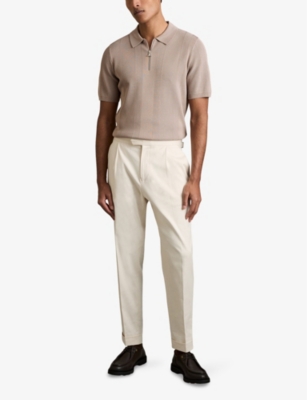 REISS: Bart Half-Zip Stretch-Knit Polo Shirt