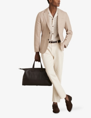 REISS: Textured-Knit Camp-Collar Cotton-Blend Shirt