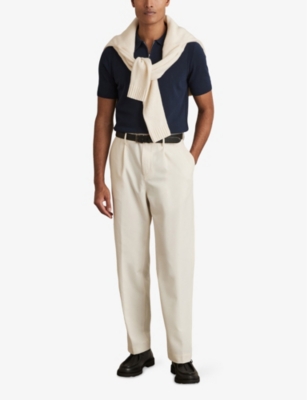 REISS MENS REISS BERKLEY HALF-ZIP COTTON-KNIT POLO SHIRT