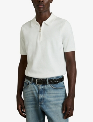 REISS: Berkley Half-Zip Cotton-Knit Polo Shirt