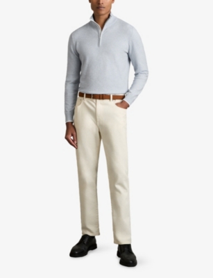 Reiss Mens Soft Blue Swinley Half-zip Knitted Jumper Xs In Blue