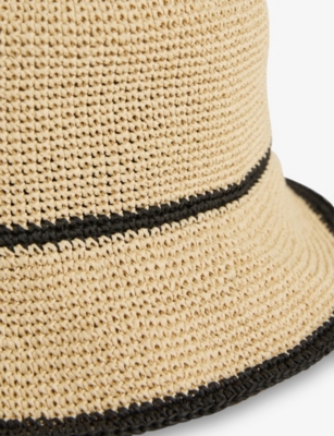 Reiss Womens Natural Edith Woven-tip Straw Hat