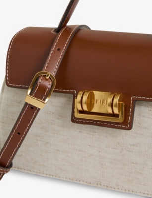 REISS: Kinsley Leather and Cotton Top-Handle Bag