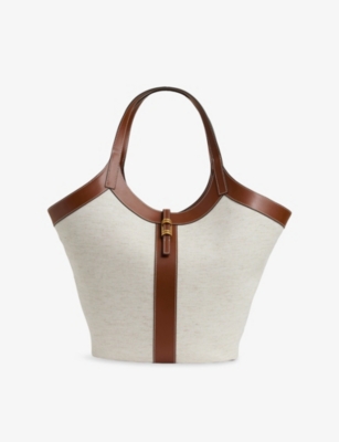 REISS: Lyra Leather and Canvas Tote Bag