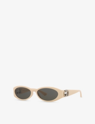 Gucci Womens Cream Gg1660s Oval-frame Acetate Sunglasses
