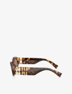 Miu Miu Womens Brown 11ws Oval-shape Acetate Sunglasses In Brown