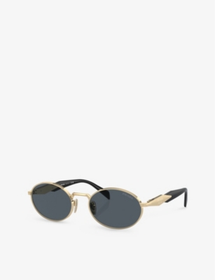 Prada Womens Gold Pr 65zs Oval-frame Metal Sunglasses In Gold