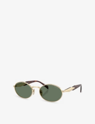 Prada Womens Gold 65zs Oval-frame Metal Sunglasses In Gold
