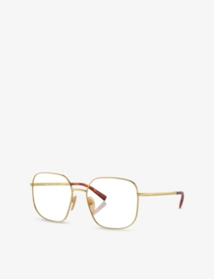 Prada Womens Gold Pr A59v Square-frame Metal Optical Glasses In Gold