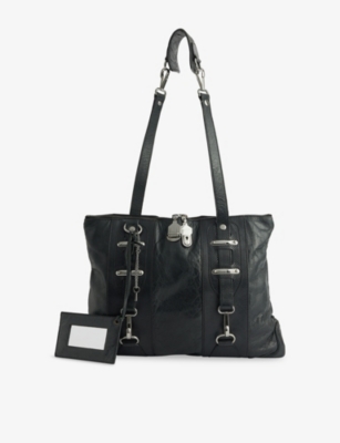 This Old Thing London Womens  Pre-loved Balenciaga Leather Hook Shoulder Bag In Black