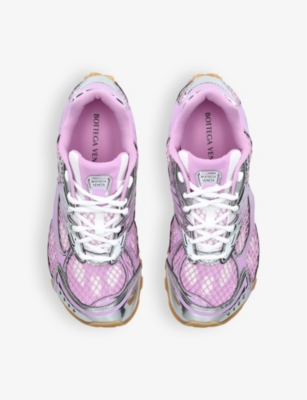 Shop Bottega Veneta Mens Pink Comb Orbit Metallic-panel Low-top Woven Trainers Eur 44 / 10 Uk