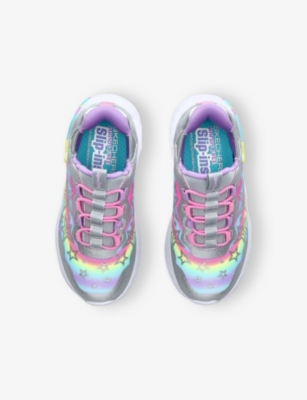 Skechers Silver Kids' Unicorn Dreams Light-up Woven Low-top Trainers Eur 30 / 12 Uk In Silver