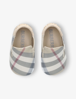 Burberry Check Print Pre-walker Shoes In Beige Comb