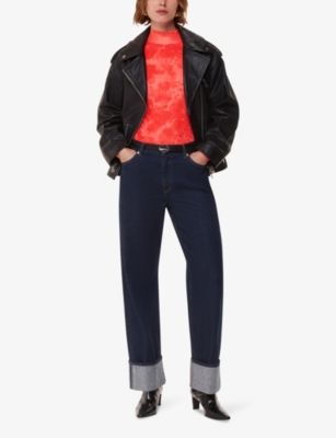 WHISTLES: Blurred Blooms long-sleeve stretch-mesh top