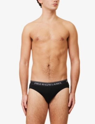 POLO RALPH LAUREN: Logo-waistband low-rise pack of three stretch-cotton briefs