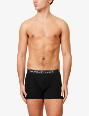 POLO RALPH LAUREN: Logo-waistband mid-rise pack of three stretch-cotton boxer briefs