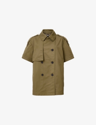Allsaints Womens Flow Short-sleeved Cotton Jacket Fir Green In Fir Green