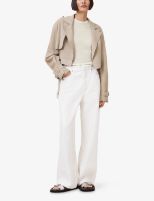 ALLSAINTS: Ophelia Dropped-Shoulder Belted-Waist Suede Jacket