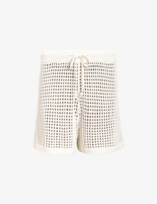 Allsaints Womens Paloma Crochet Knitted Shorts Chalk White Xs In White