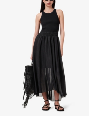 ALLSAINTS: Zenia Sleeveless Stretch-Woven Midi Dress