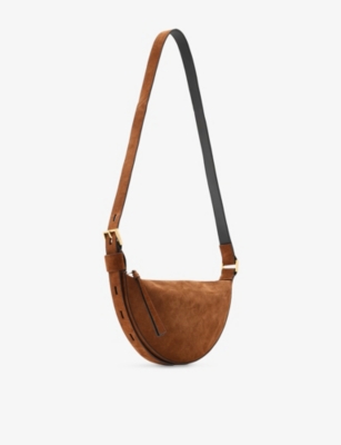 ALLSAINTS: Half Moon Suede Crossbody Bag