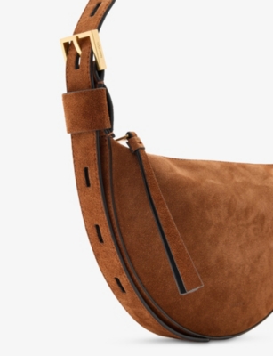 ALLSAINTS: Half Moon Suede Crossbody Bag