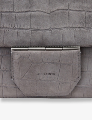 Shop Allsaints Womens  Ondine Mock-croc Leather Shoulder Bag In Slate Blue