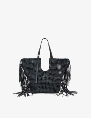 Allsaints Womens Ara Knot Leather Tote Bag Black