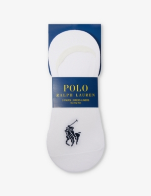 POLO RALPH LAUREN: Logo-embroidered pack of three stretch-cotton blend liner socks