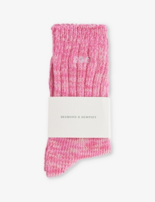 DESMOND AND DEMPSEY: Ribbed crew-length cotton-blend knitted socks