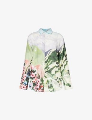 DESMOND AND DEMPSEY: Hütte printed Unisex linen lounge shirt
