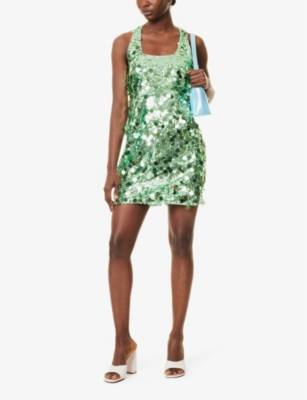 Amy Lynn Womens  Sequin Scoop-neckline Woven Mini Dress In Mint
